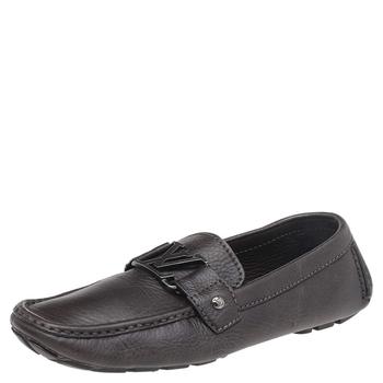 更多路易威登男鞋, [二手商品] Louis Vuitton | Louis Vuitton Dark Brown Leather Monte Carlo Slip On Loafers Size 41.5商品图片 7.5折, 满1件减$100, 满减
