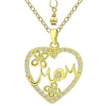 Giani Bernini | Cubic Zirconia "Mom" Heart Pendant Necklace in 18k Gold-Plated Sterling Silver, 16" + 2" extender, Created for Macy's 3.9折×额外8折, 独家减免邮费, 额外八折