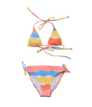 商品Snapper Rock | Good Vibes Triangle Shirred Bikini (Big Kids),商家Zappos,价格¥392图片