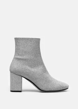 推荐Balenciaga Silver Glitter Block Heel Ankle Boots商品