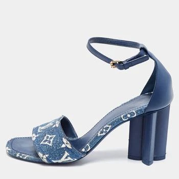 推荐Louis Vuitton Navy Blue Monogram Canvas and Leather Silhouette Sandals Size 39商品