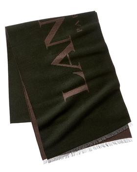 Lanvin | LANVIN Intarsia Knit Logo Wool & Silk-Blend Scarf商品图片,4.3折
