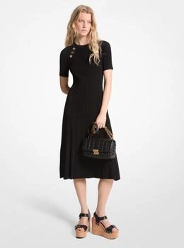 Michael Kors | Ribbed Stretch Knit Button Midi Dress,商家Michael Kors,价格¥607