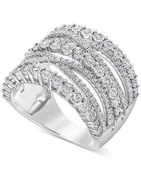 Macy's | Diamond Multi-Row Crossover Statement Ring (1 ct. t.w.) in Sterling Silver,商家Macy's,价格¥1538