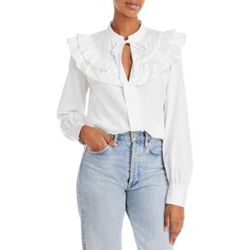 10 Crosby Derek Lam, Derek Lam | Derek Lam 10 Crosby Womens Renee Split Neck Ruffled Blouse商品图片 1.1折