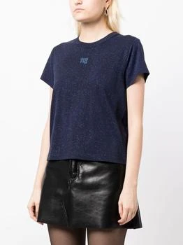 推荐T BY ALEXANDER WANG WOMEN GLITTER ESSENTIAL JERSEY SHRUNK TEE WITH PUFF LOGO商品