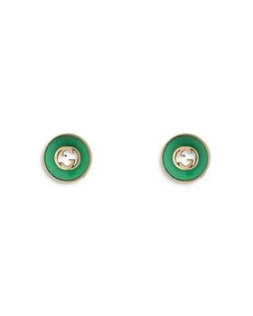 Gucci | 18K Rose Gold Interlocking Green Agate Circle Stud Earrings,商家Bloomingdale's,价格¥15714