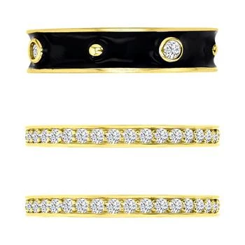 Macy's | 3-Pc. Set Cubic Zirconia & Enamel Stack Rings in 14k Gold-Plated Sterling Silver,商家Macy's,价格¥893