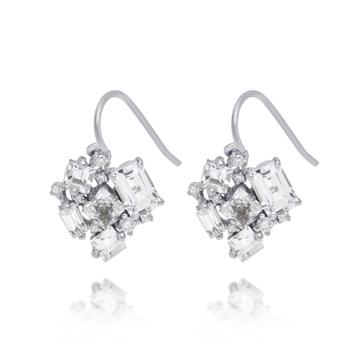 商品Suzanne Kalan | Suzanne Kalan 14K White Gold Diamond And White Topaz Drop Earrings PE656-WGWT,商家Shopworn,价格¥8389图片