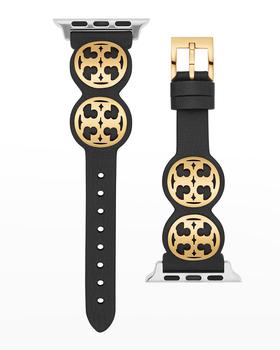 Tory Burch | Miller Leather Apple Watch Band in Black, 38-40mm商品图片,