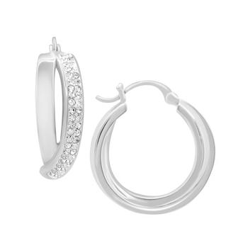 秋装Crossover Culture, Essentials | Crystal and High Polish Crossover Hoop Earring, Silver Plate商品图片 