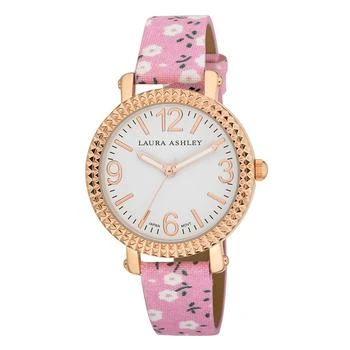 女款时尚手表 粉红色花卉带槽表圈,价格$26.90