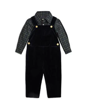 推荐Boys' Plaid Cotton Shirt & Velvet Overalls Set - Baby商品