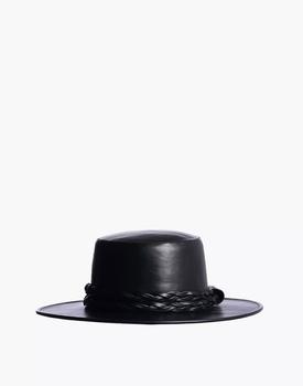 Madewell | ASN Vegan Leather Midnight Story Boater Hat商品图片,8.5折