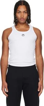 MARINE SERRE | White Moon Logo Ribbed Jersey Tank Top,商家Ssense US,价格¥1131