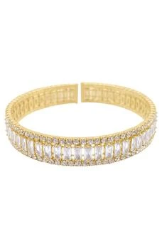 ADORNIA | 14K Yellow Gold Plated Crystal Open Cuff Bracelet,商家Nordstrom Rack,价格¥150