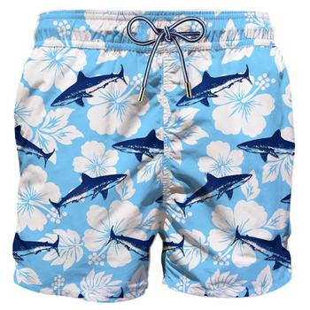 商品Mc2 Saint Barth | MC2 Saint Barth Sharks Velvet Print Mid-length Swim Shorts,商家Italist,价格¥1048图片