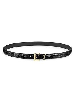 ysl皮带, Yves Saint Laurent | Croc-Embossed Leather Logo Belt商品图片 