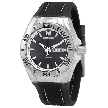 推荐Cruise Monogram Black Mother of Pearl Logo Textured Dial Black Silicone Strap Men's Watch 115212商品