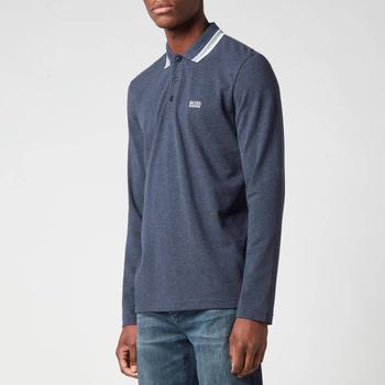 推荐BOSS Green Men's Plisy Long Sleeve Polo Shirt - Dark Blue商品