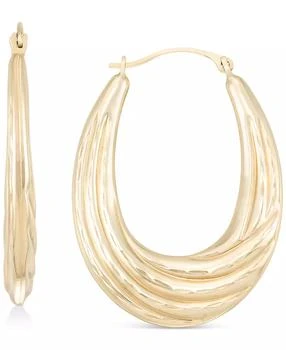 Macy's | Textured Graduated Oval Hoop Earrings in 14k Gold, 3/4",商家Macy's,价格¥1802