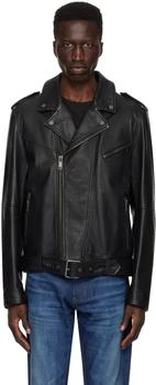 Hugo Boss | Black Zip Leather Jacket,商家Ssense US,价格¥6224