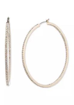 推荐Gold Crystal Large Click Top Pavé Hoop Earrings商品