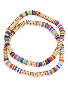 推荐Multicolor Beaded Stretch Bracelet in 14K Gold Plated, Set of 2 - 100% Exclusive商品