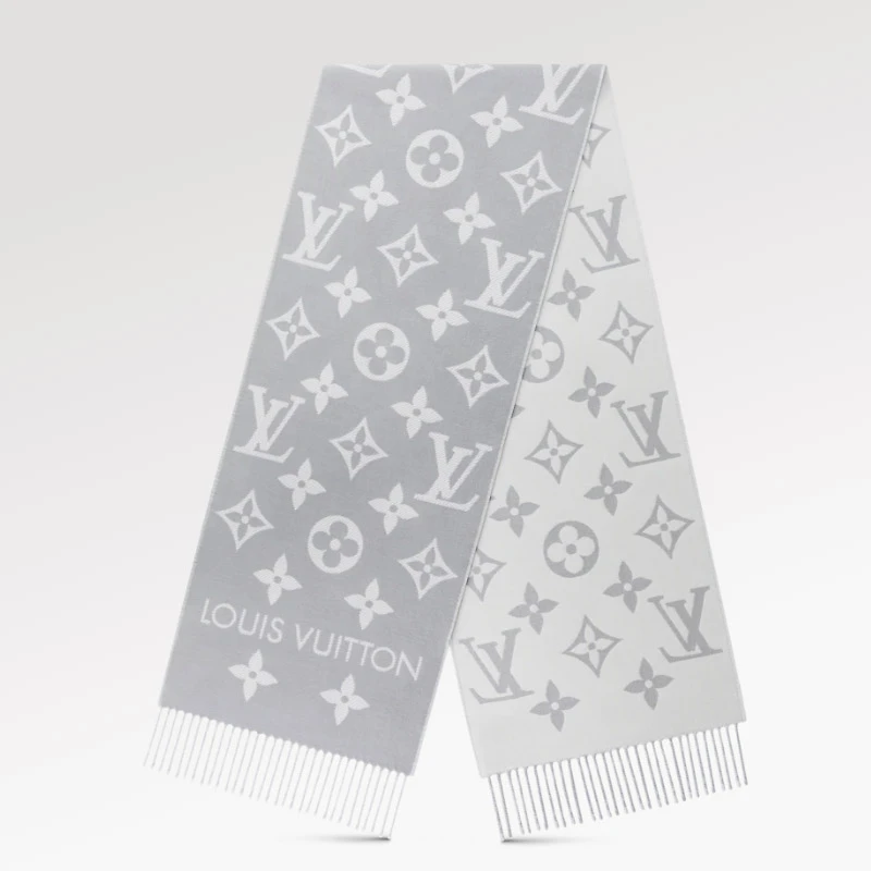 推荐Louis Vuitton 路易威登浅灰色羊毛提花织纹围巾M77727商品