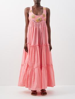 Thierry Colson | Yassina silk-embroidered cotton maxi dress商品图片,额外7折, 额外七折