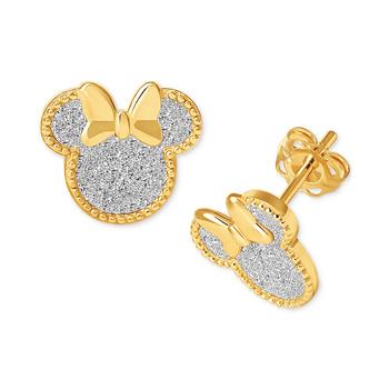 商品Minnie Mouse Glitter Stud Earrings in 18k Gold-Plated Sterling Silver图片