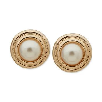 Anne Klein | Gold-Tone Imitation Pearl Cabochon Stud Earrings 独家减免邮费