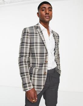 product Topman suit jacket in brown stripe image