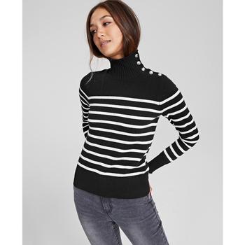 推荐Cashmere Striped Mock-Neck Sweater, Created for Macy's商品