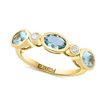 Effy | EFFY® Aquamarine (1-1/6 ct. t.w.) & Diamond (1/10 ct. t.w.) Bezel Ring in 14k Gold,商家Macy's,价格¥12115