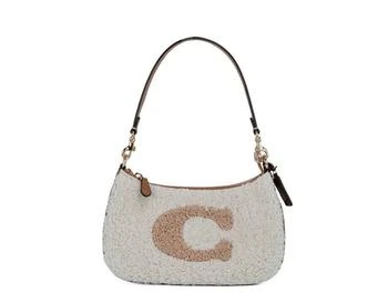 推荐COACH Teri Small Shearling Fur Leather Logo Motif Shoulder Handbag Purse商品