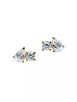 Anzie | Anzie x Mel Soldera 14K Yellow Gold & Clear Topaz Toi Et Moi Stud Earrings,商家Saks Fifth Avenue,价格¥3376