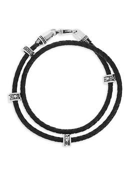商品King Baby | Onyx Story Micro Stackable Star Ring Double Wrap Leather Bracelet,商家Saks Fifth Avenue,价格¥1701图片