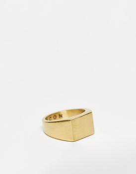 商品Icon Brand 14K gold plated stainless steel signet ring in gold图片