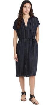 vince连衣裙, Vince | Vince Drapey Stripe Shirred Dress商品图片 4.5折