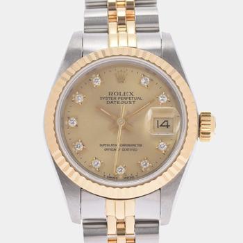 [二手商品] Rolex | Rolex Champagne Diamond 18K Yellow Gold And Stainless Steel Datejust 69173G Automatic Women's Wristwatch 26 mm商品图片,9.7折