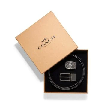 COACH 蔻驰 黑色牛皮皮带礼盒装商务休闲金属板扣式男士腰带 F65186AQO,价格$108.90