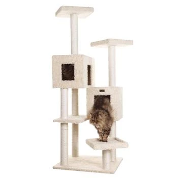 Multi-Level Real Wood Cat Tree With Two Spacious Condos