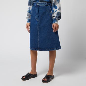 推荐KENZO Women's Denim Mid Length Skirt - Navy Blue商品