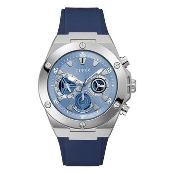 推荐Men's Quartz Blue Silicone Strap Multi-Function Watch 46mm商品