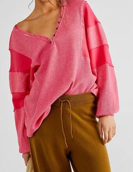 Free People | Callisto Henley Top in Hot Berry商品图片,6折