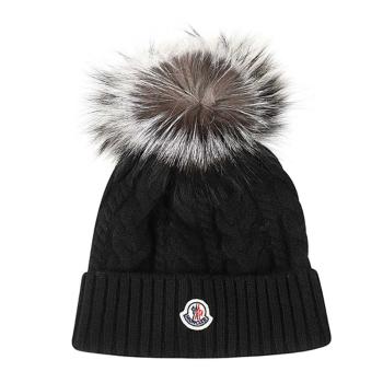 Prana是什么牌子, Moncler | Moncler 盟可睐 女士黑色毛球针织帽 9Z70301-A9328-999商品图片 满$100享9.5折, 满折