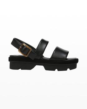 加拿大vince鞋, Vince | Bowie Leather Lug-Sole Slingback Sandals商品图片 满$400减$100, 满减