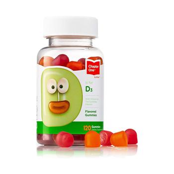 商品Chapter One Vitamin D3 Great Tasting Chewable Vitamin D3 for Kids, Vitamin D3 1000IU, Certified Kosher - 120 Flavored Gummies图片