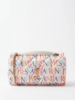 推荐Jamie medium logo-print satin shoulder bag商品